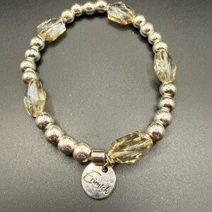 Erimish Silver Tone and Crystal Beaded Stretch Bracelet